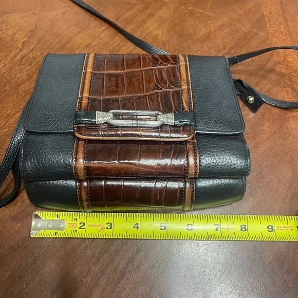 BRIGHTON LEATHERCROC PRINT CROSSBODY BAG ORGANIZER Purse